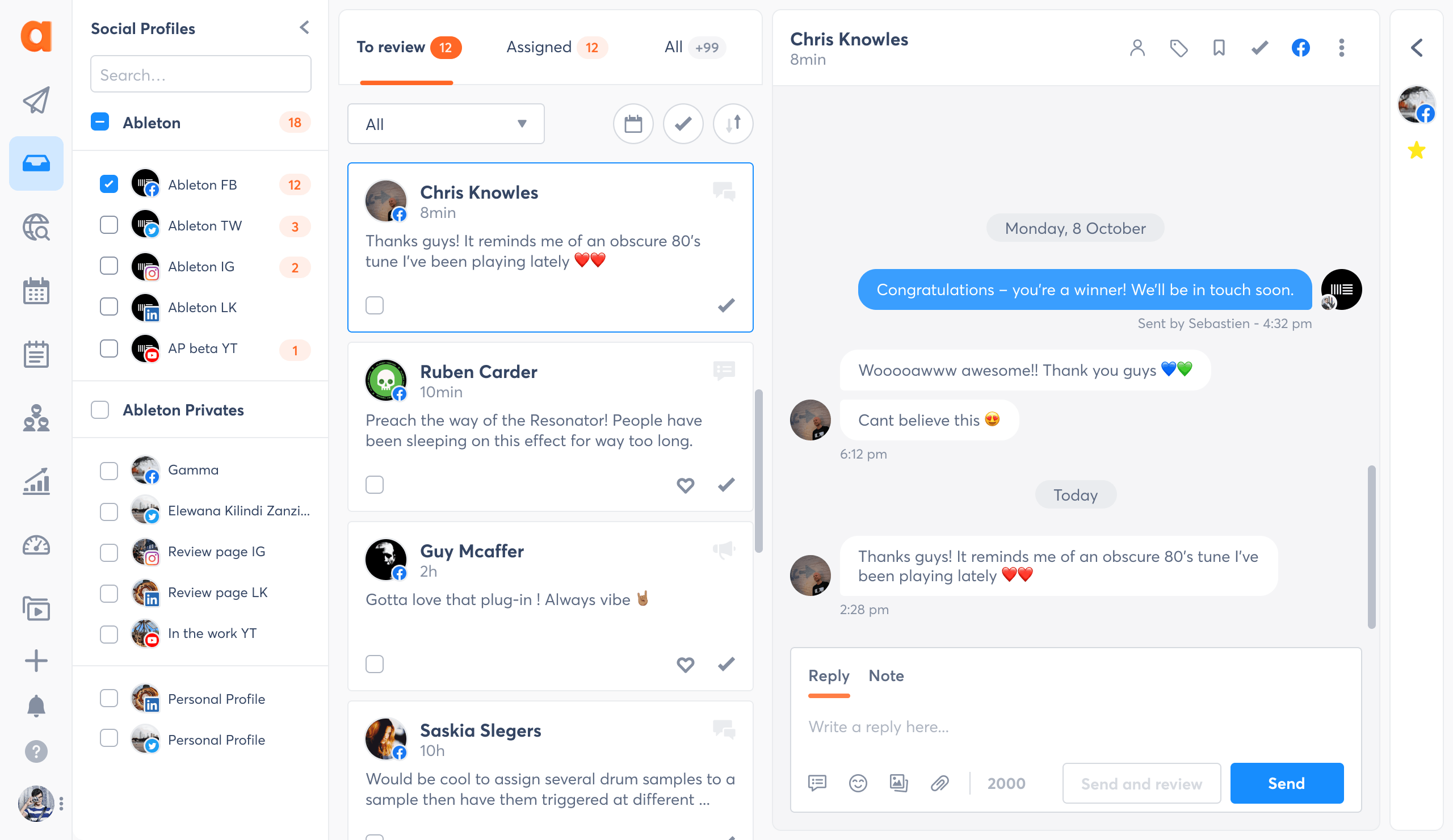 Inbox-agorapulse-UI-design